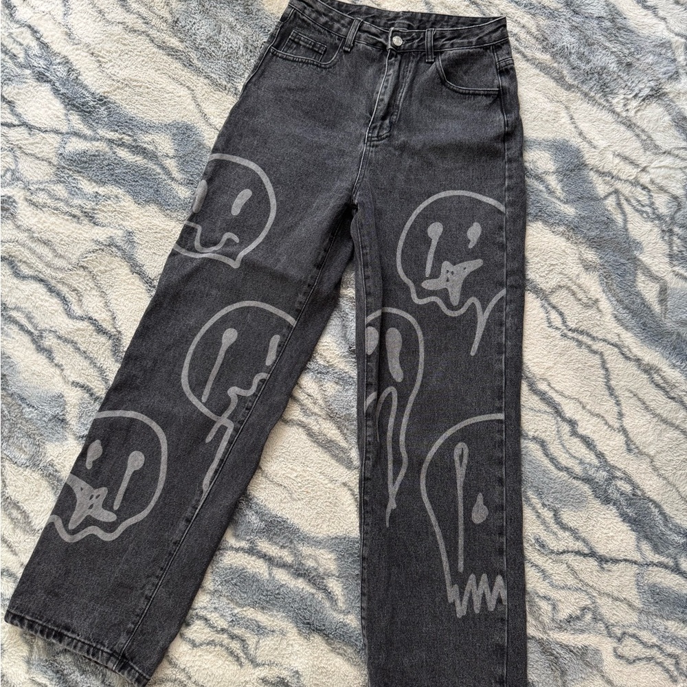 SHEIN Charcoal Denim with Ghost Motif
